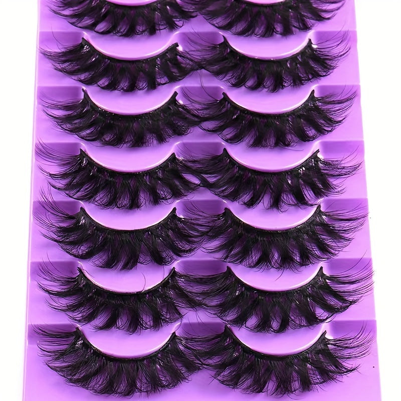 Classic Volume Eyelashes 7 Pairs 3D Thick D Curl False Eyelashes – Fluffy Natural Look with Clear Band, Unscented, Lightweight, Reusable & Easy to Apply