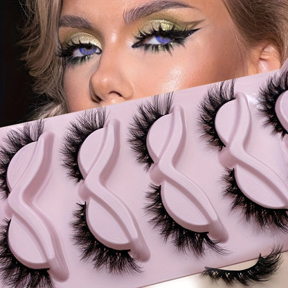 5 Pairs of Fox Eye Lashes, Winged Short Strip Lashes, Natural Cat Eye Effect, 3D Faux Mink, Lightweight and Breathable, Perfect for Daily Wear and Parties.