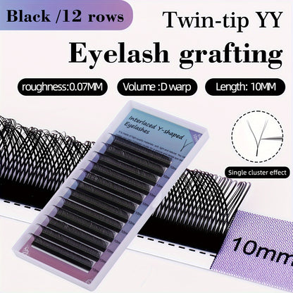 YY Pre-Made Eyelashes 2-Row D-Curl False Eyelashes Kit - Natural Look 0.07mm Thick, Easy to Apply, Variety of Lengths (8-15mm), Perfect for Beginners