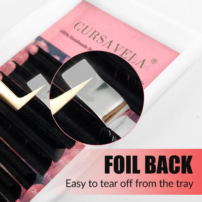 100pcs CURSAVELA Easy Fan Lashes Cashmere Matte Automatic Blooming Mink Eyelash Extensions Soft Mega Volume