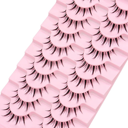 10 Pairs of Spiky Anime False Lashes – Natural, Reusable, Lightweight Cosplay Lashes for Everyday & Costume Wear