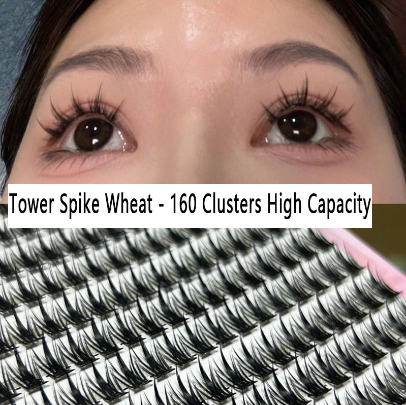 CURSAVELA 100pcs 10-Row High-Capacity Tower Spike False Eyelashes - Natural, Voluminous, and Camera-Ready for Women