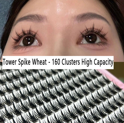 CURSAVELA 100pcs 10-Row High-Capacity Tower Spike False Eyelashes - Natural, Voluminous, and Camera-Ready for Women