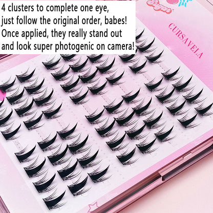 100pcs Mischievous Elf False Eyelashes - High-Volume Natural Clusters, Segment Design, Barbie Manga Style, Camera-Ready for Lazy Beginners