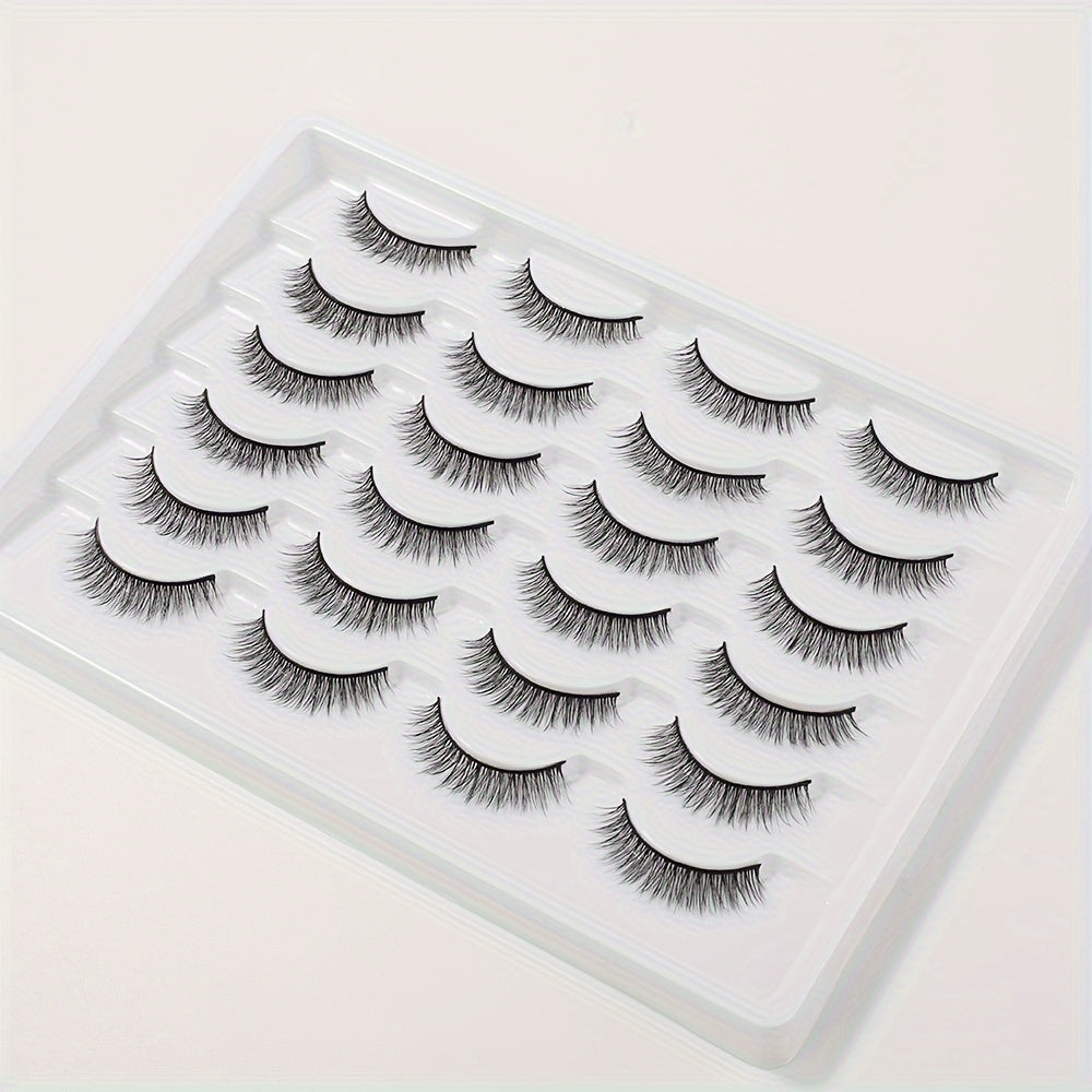 12 Pair Wispy 3D Mink Lashes - 11mm Natural Looking, Fluffy, Handmade, Reusable False Eyelashes for Daily Wear