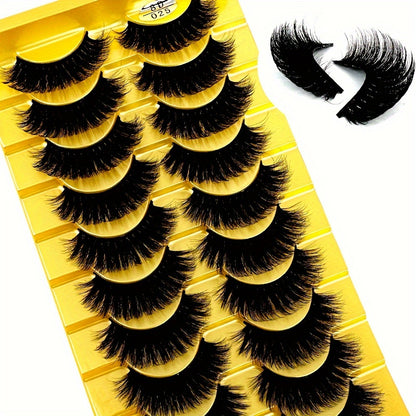 10 Pairs 3D Cat Eye Eyelashes, Fluffy & Soft Cross Style, Natural Manga-Inspired False Lashes for Daily & Glam Makeup