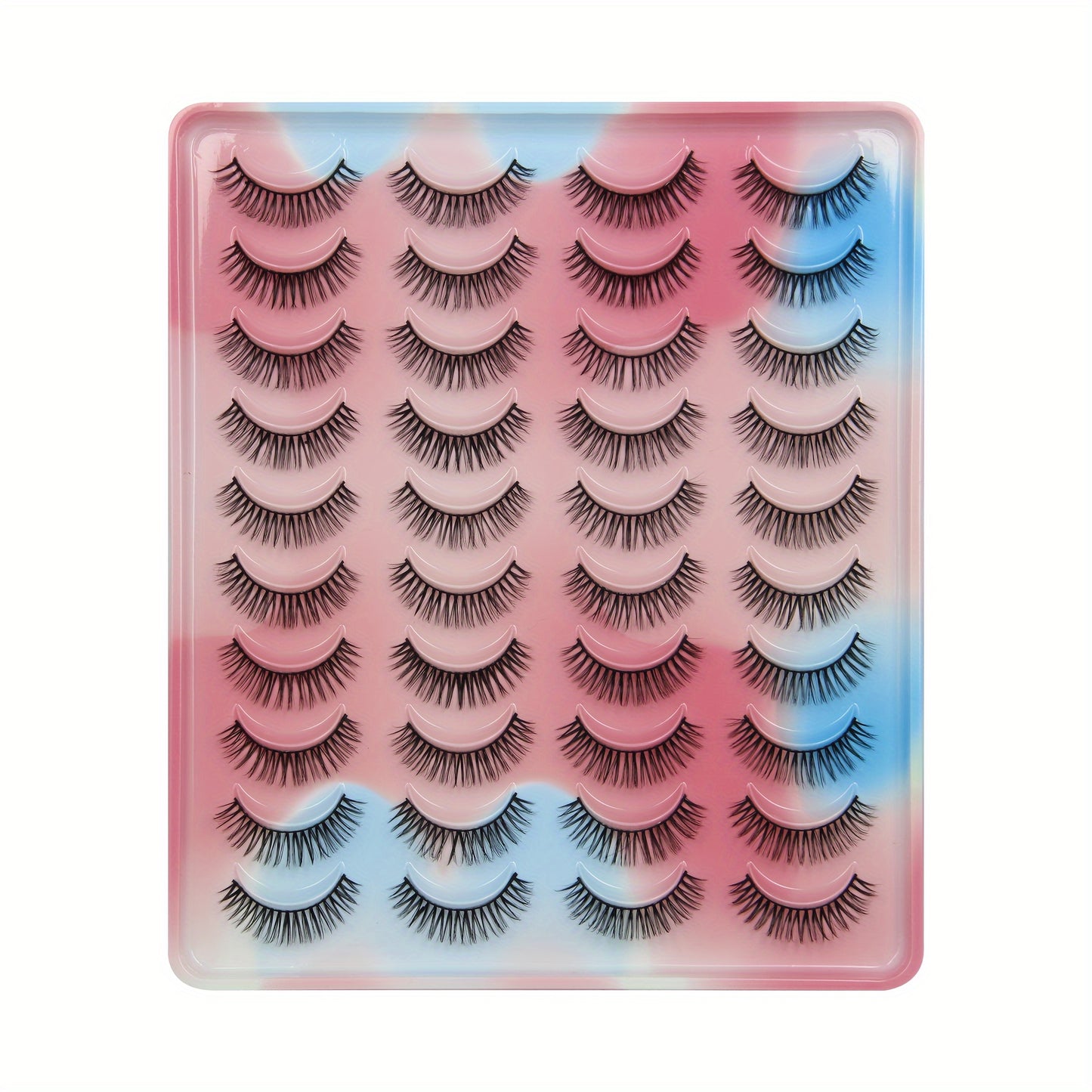 10/14/20 Pairs Natural Wispy Cat Eye Lashes, Crisscross Winged Design for Manga Eye Elongation, Clear Band, Eyelash Extension