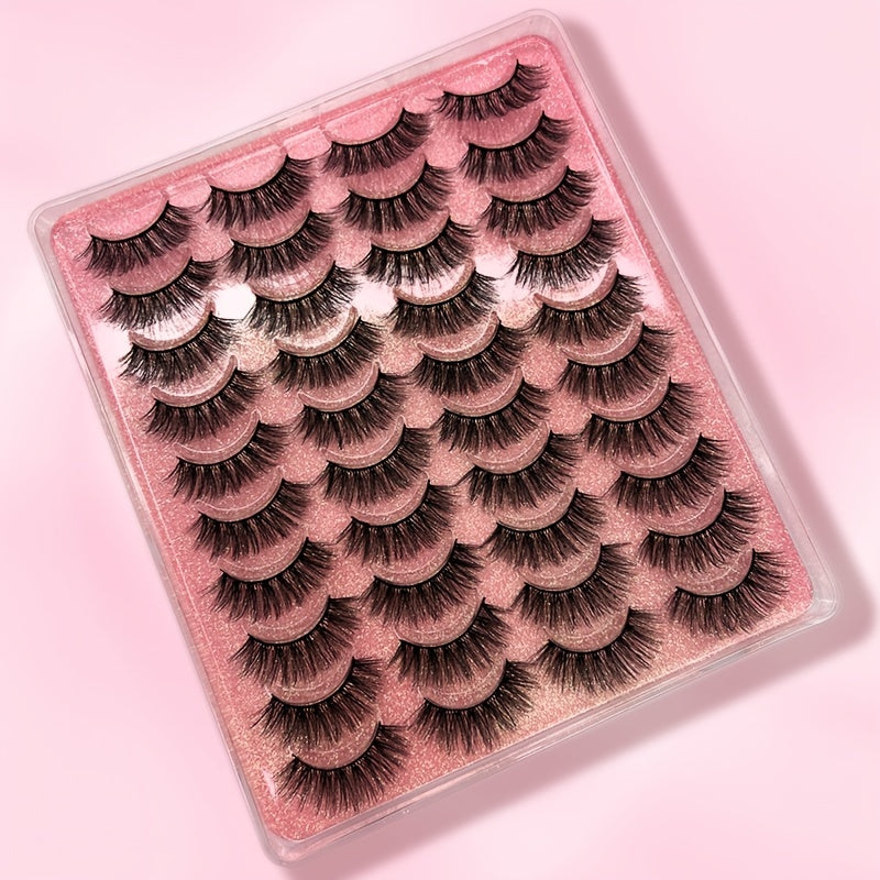 20 Pairs Reusable Faux Mink Long Eyelashes | Thick, Natural-Looking False Lashes for a Dramatic Makeup Look