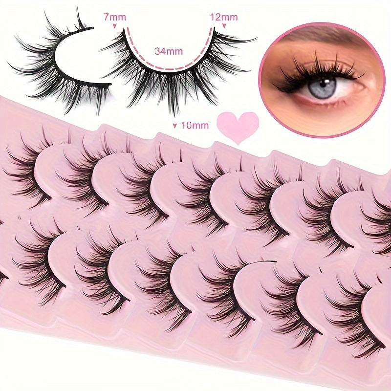 3D Volume Wispy Fluffy Manga Lashes - Natural Look Anime & Cosplay Eyelashes, Korean & Japanese Style Individual Clusters.