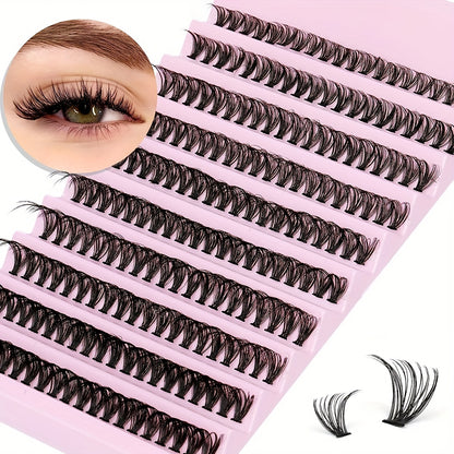 Individual Cluster DIY lashes 200-Pcs Wispy Eyelash Extension Kit | Natural to Cosplay Styles | Easy DIY & Reusable