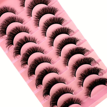 Classic Volume Eyelashes 10 Pairs Soft & Fluffy 3D Faux Mink False Eyelashes - Handmade Dense Volume for Natural Look, Reusable & Comfortable