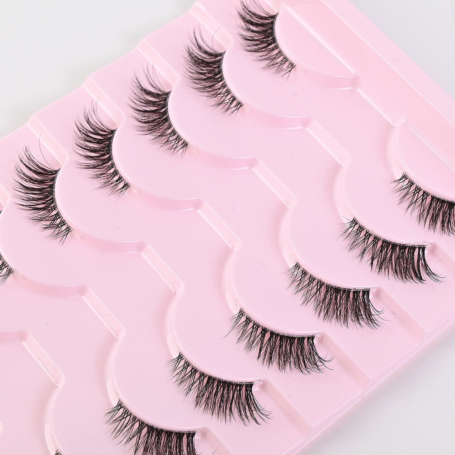 CURSAVELA Cat Eye Lengthening Transparent Stem False Eyelashes 10 Pairs/Set, Dense and Natural Tail Extension Design