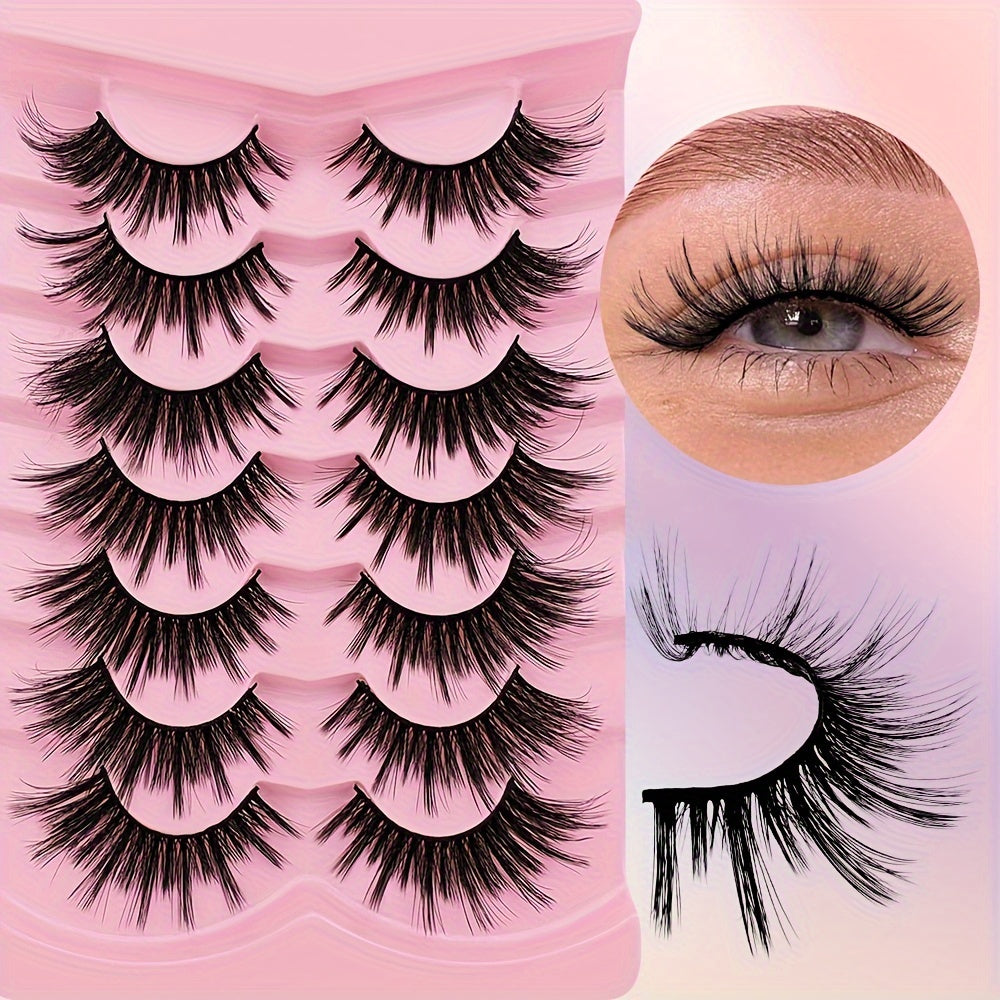 7 Pairs Cat Eye False Eyelashes Set, Fluffy Natural Comfort, C Curl, Reusable, for Beginners - 13-15mm, 16-18mm, 19-21mm Lengths