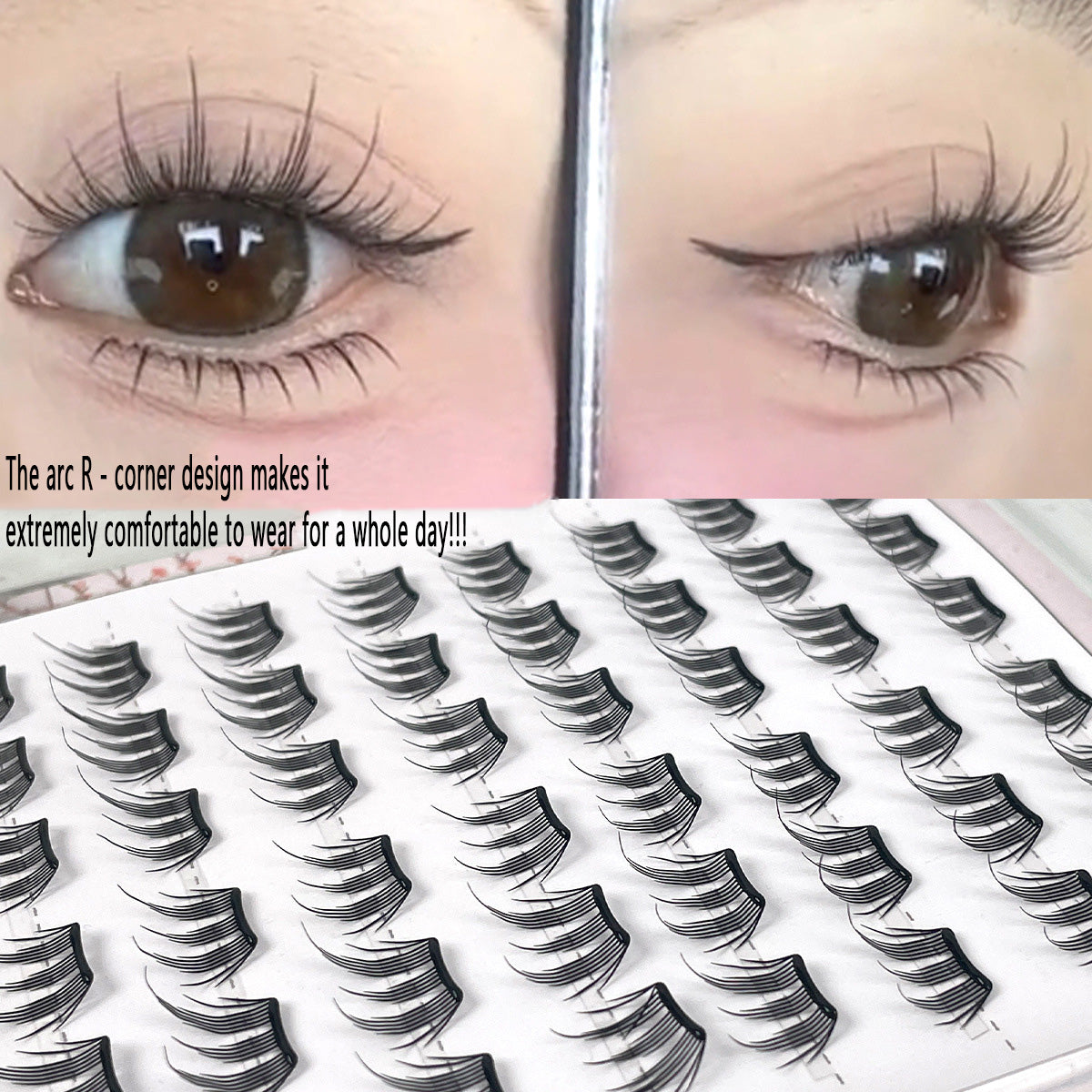 Segmented Self-adhesive False Eyelashes for the "Little Rich Lady" Style, Glue-free, as Light as a Feather, with Natural and Simulated "Born-with" Look