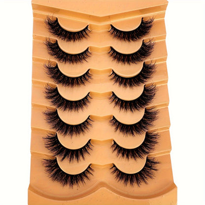 CURSAVELA 7 Pairs Faux Mink Lashes, Natural Look False Eyelashes, Wispy Cat Eye Lashes, Fluffy 3D Lashes, Natural Fake Strip Lashes