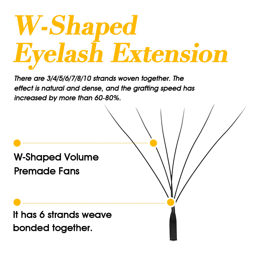 CURSAVELA W Pre-Made Eyelashes Premium Mink 3D,4D,5D,and 6D Pre-made False Eyelashes.W Shape for a Soft,Natural Look.