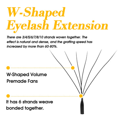 CURSAVELA W Pre-Made Eyelashes Premium Mink 3D,4D,5D,and 6D Pre-made False Eyelashes.W Shape for a Soft,Natural Look.