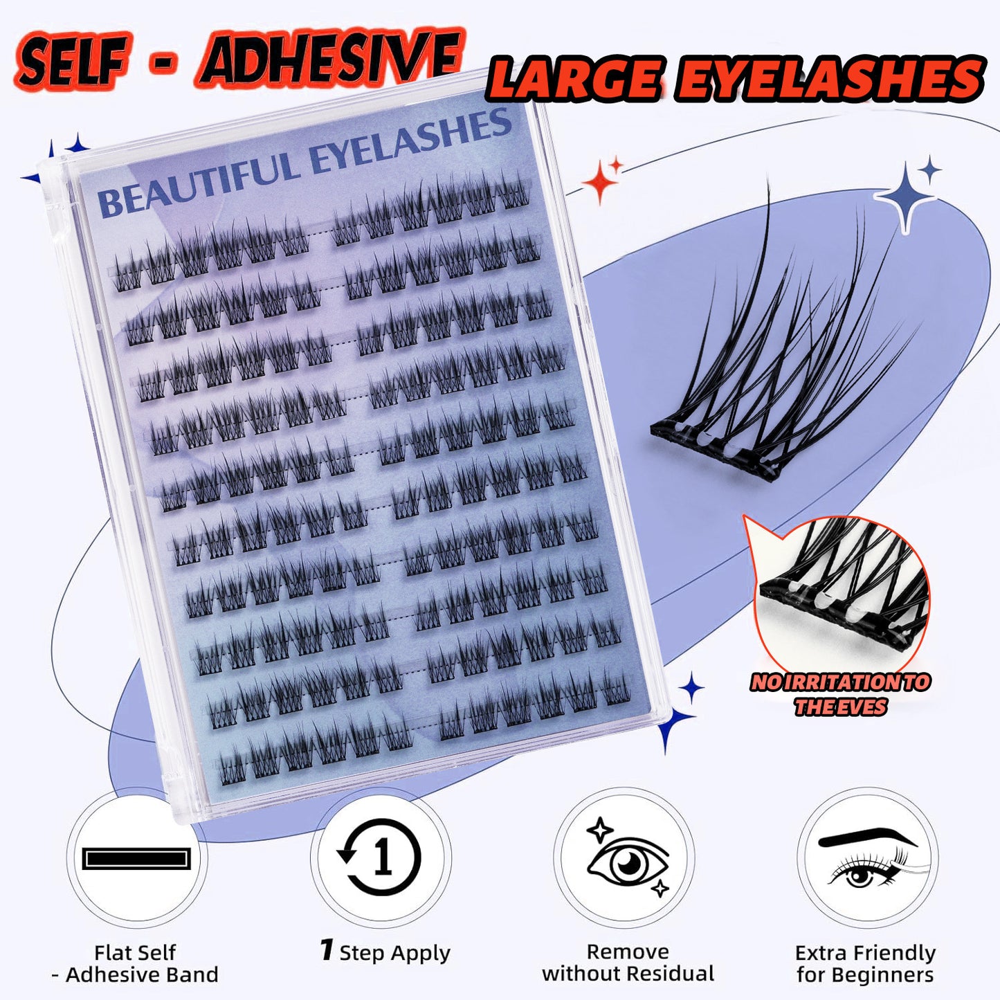 Large Capacity 120 Clusters Camellia Glue-Free False Eyelashes, Reusable Natural Soft Self-Adhesive Eyelashes