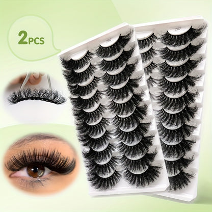 1/2PCS Faux Mink Fluffy Wispy CC Curl 10-18mm Cat Eye 3D Lashes - Natural Halloween False Eyelashes.