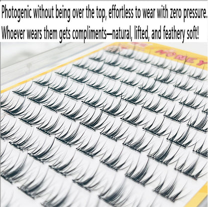 100pcs Korean Camellia Self-Adhesive Lashes - Natural, Realistic Clusters for Everyday Fairy Eyes
