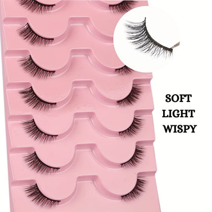 CURSAVELA 7/10/14 Pairs Natural Fluffy Faux Mink Lashes - Cat Eye Cluster Wispy Long and Short False Eyelashes for a Bold and Beautiful Look