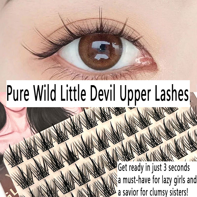 100pcs Pure Wild Devil False Eyelashes - Single Cluster Sectional Manga Barbie Natural &amp; Realistic Style, Beginner-Friendly, Perfect for Camera