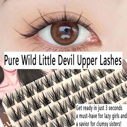 100pcs Pure Wild Devil False Eyelashes - Single Cluster Sectional Manga Barbie Natural &amp; Realistic Style, Beginner-Friendly, Perfect for Camera