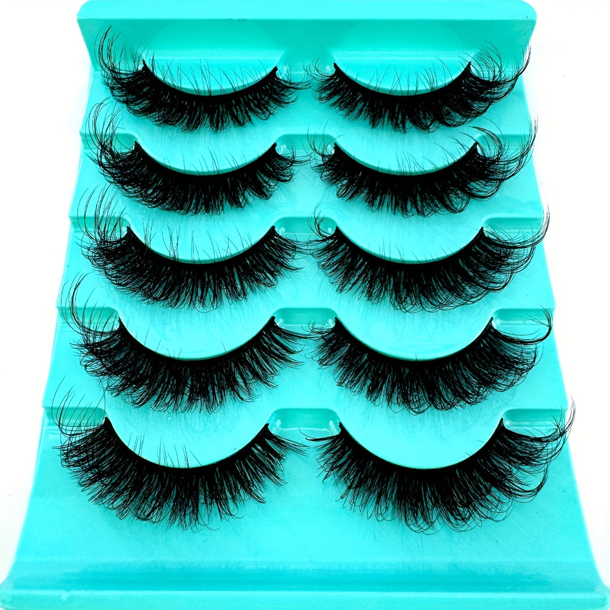 CURSAVELA 5 Pairs of 3D Cat Eye Natural False Eyelashes – D Curl Fluffy, Soft, Cross, Cartoon Style Slim Natural Lash Extensions