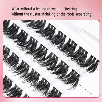 Individual DIY lashes thick, curly and self-bonding false eyelashes. European and American style hot-melt single-cluster false eyelashes that enlarge your eyes.