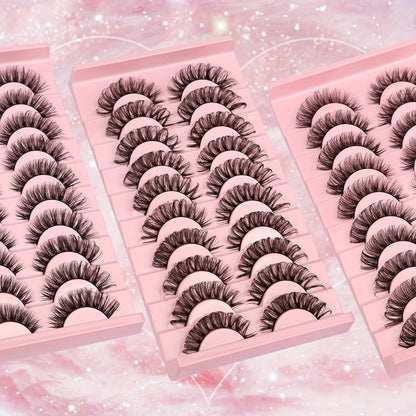 10 Pairs of Gmagictobo D Curly Russian Lashes - 3D Faux Mink, Reusable, Handmade, Soft & Light. Cruelty-Free, Easy to Apply. Long-Lasting for Dramatic Makeup.