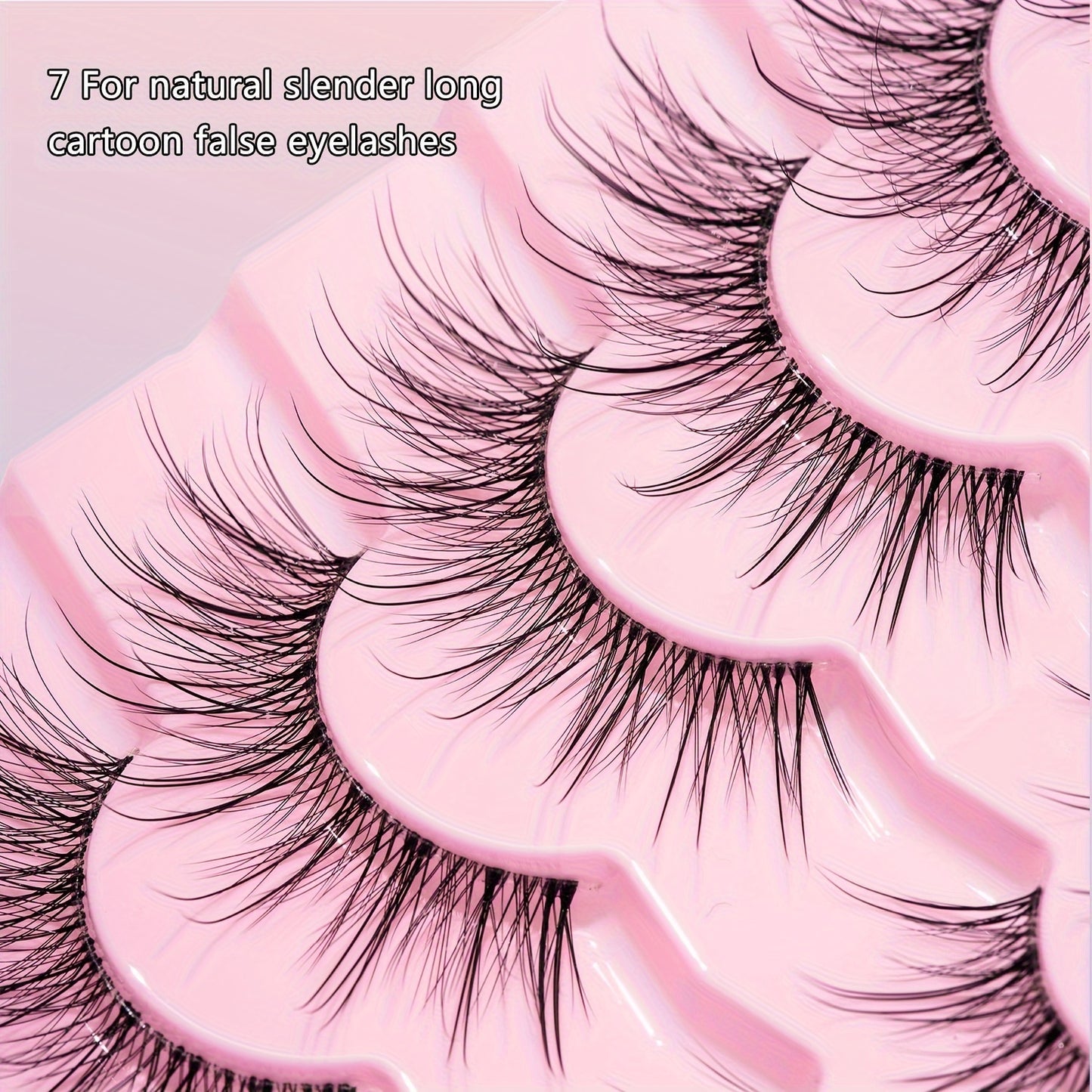 7 Pairs of Natural and Long Fish Tail Type False Eyelashes – Super Natural