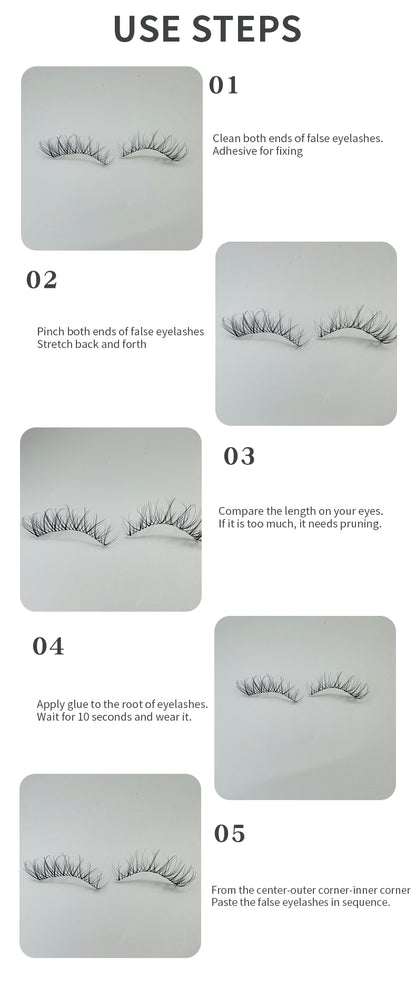 Handmade Full Strip Eyelashes, Natural Style, Synthetic Hair, Durable and Reusable False Eyelashes, Thick Colorful Custom Makeup Lashes