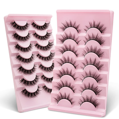 7 Pairs of Luxurious 3D Cat Eye Mink Lashes - Realistic, Long-Lasting, Reusable, Cruelty-Free.