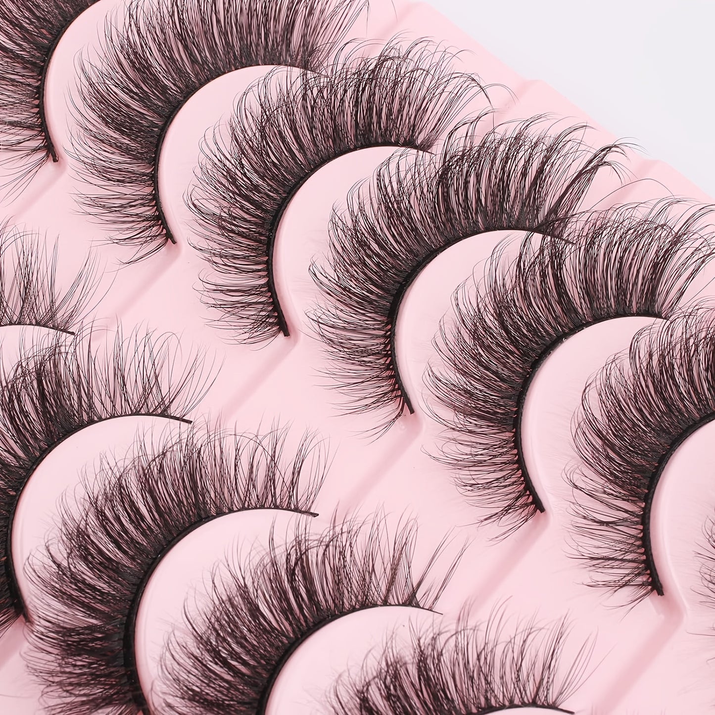 50Pairs/5 Pack Fluffy False Eyelashes Wispy Lashes 3D Volume Strip Lashes D Curl Fake Eyelashes Bulk Faux Mink Eyelashes for Halloween