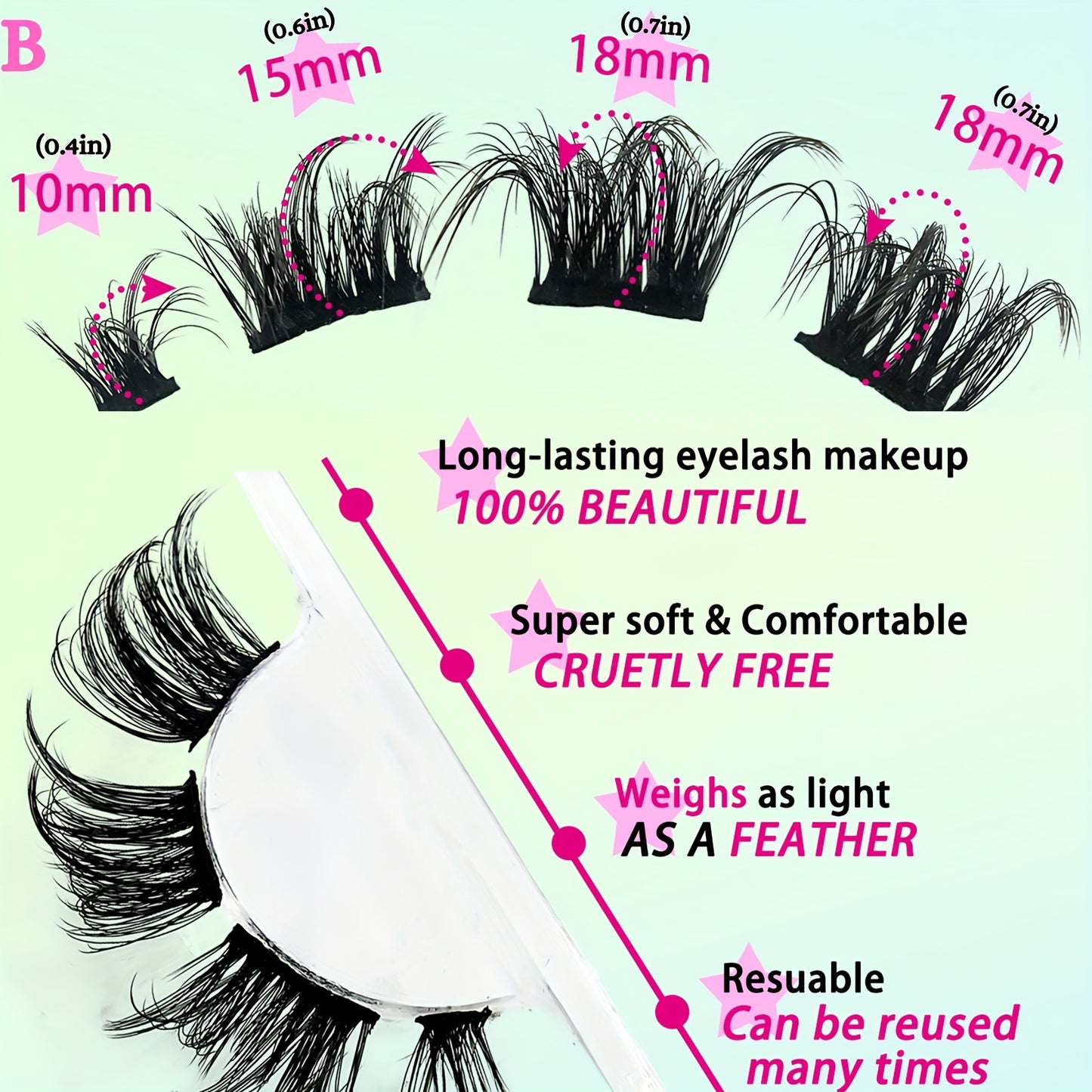 7 Pairs Eyelashes Cluster Cat Eye Curling Fluffy Thick Lashes - DIY Comfortable Sexy Faux Mink False Eyelashes