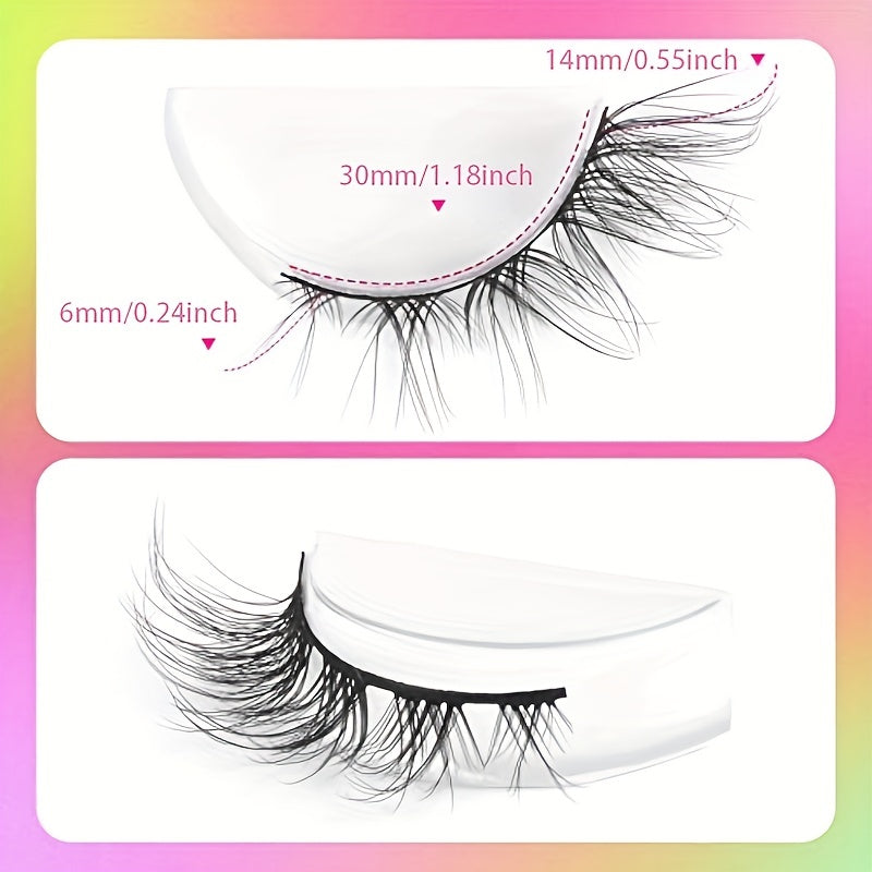 7 Pairs Wispy Manga Cat Eye Lashes - Fluffy Striped Design for Dramatic Eye Makeup, Soft, Comfortable, Reusable