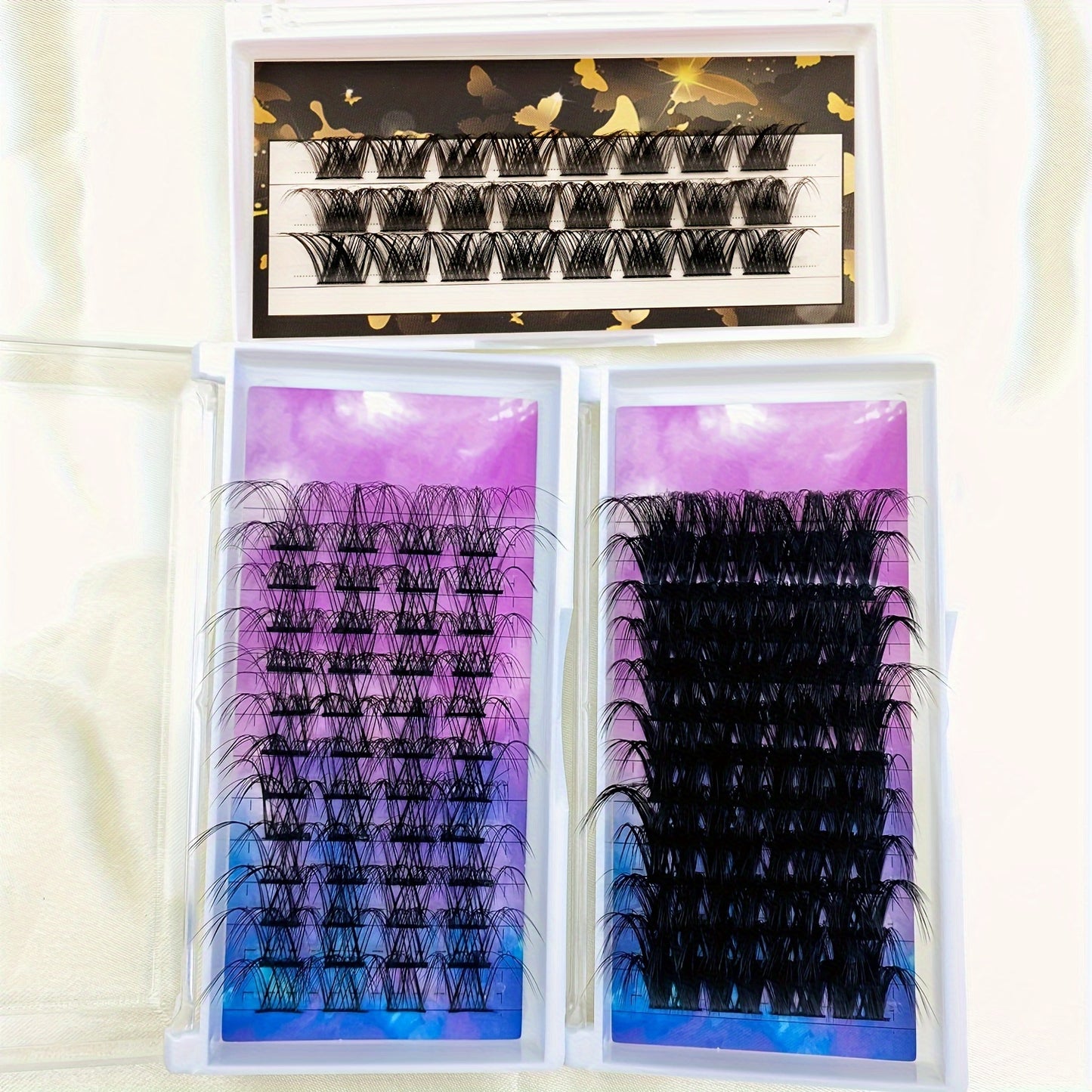 Individual DIY lashes 25mm  Clusters - D Curl Volume Handmade Individual Lash Clusters, At-Home Mixed Set