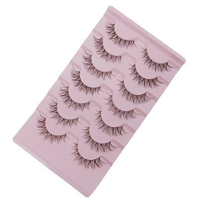 7 Pairs Fluffy 3D Faux Mink Lashes - Natural Look Cat Eye Lashes for Women - Clear Band Strip Fake Eyelashes Pack