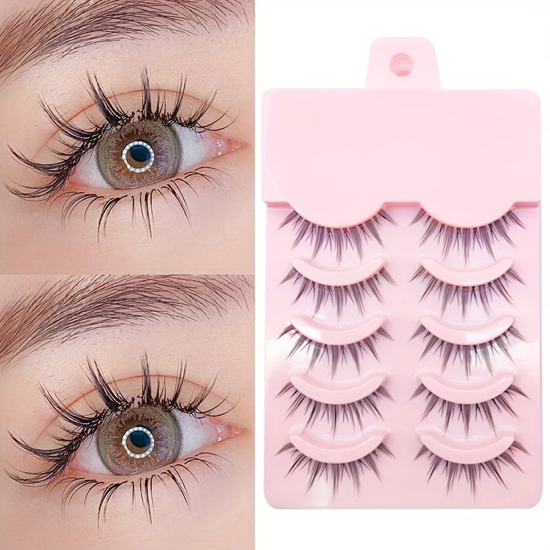 Manga Anime Lashes | Soft Natural Thick False Eyelashes | Pointed Cat Eye Effect | Daily Makeup | Wispy Style