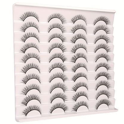 20 Pairs 3D Light Volume Natural Cross Fluffy Cat Eye False Eyelashes | Soft, Reusable, Easy to Apply | Perfect for Everyday Wear or Special Occasions