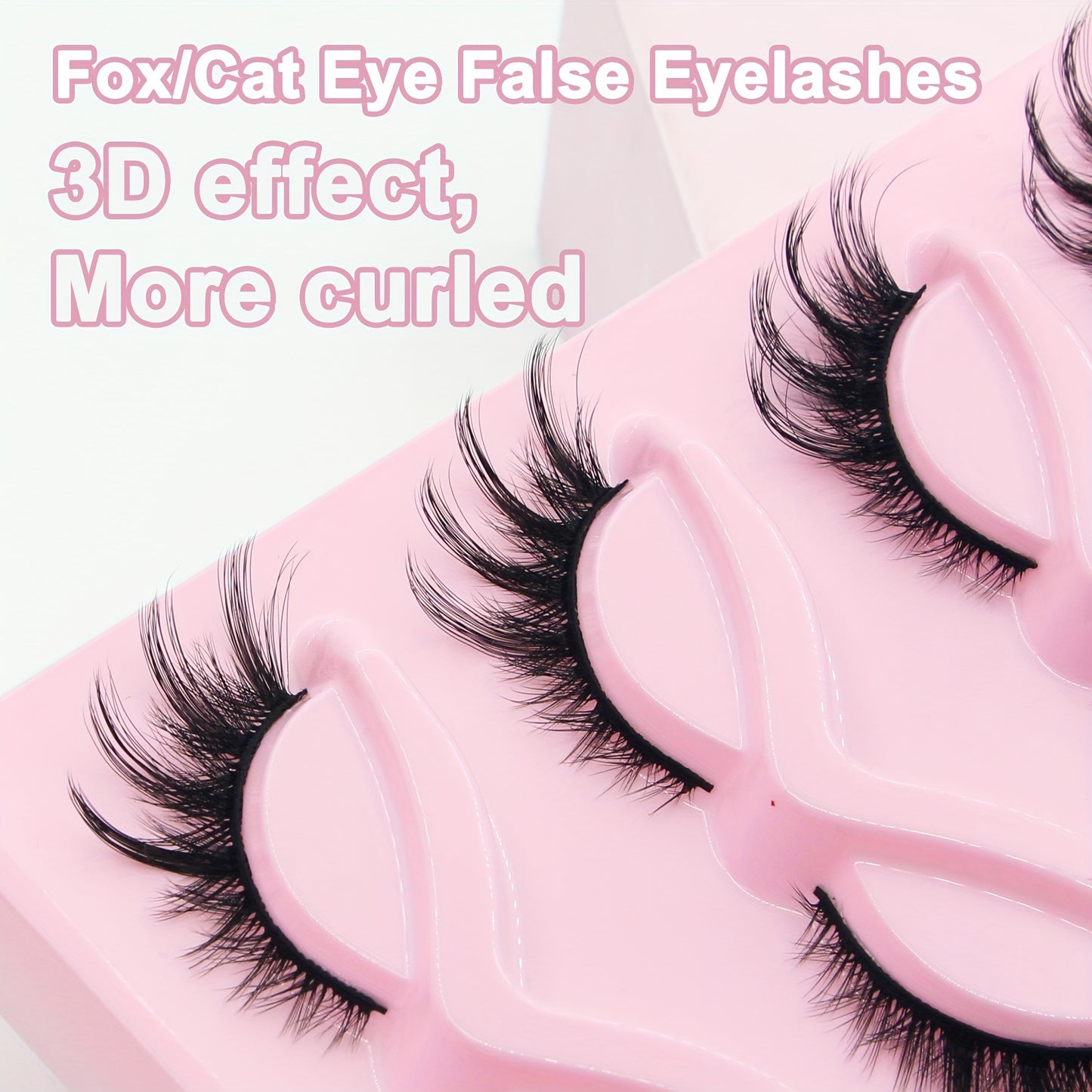 3D Fluffy Fox Eye False Eyelashes - Natural Look, Faux Mink, Cat Eye, Lightweight, Reusable, Dramatic Volumel Occasions