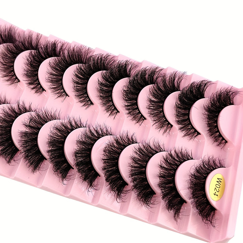 Classic Volume Eyelashes 10 Pairs Natural Slender 3D Faux Mink Cat Eye False Eyelashes, 3D Multi-layer Natural Fluffy Lashes