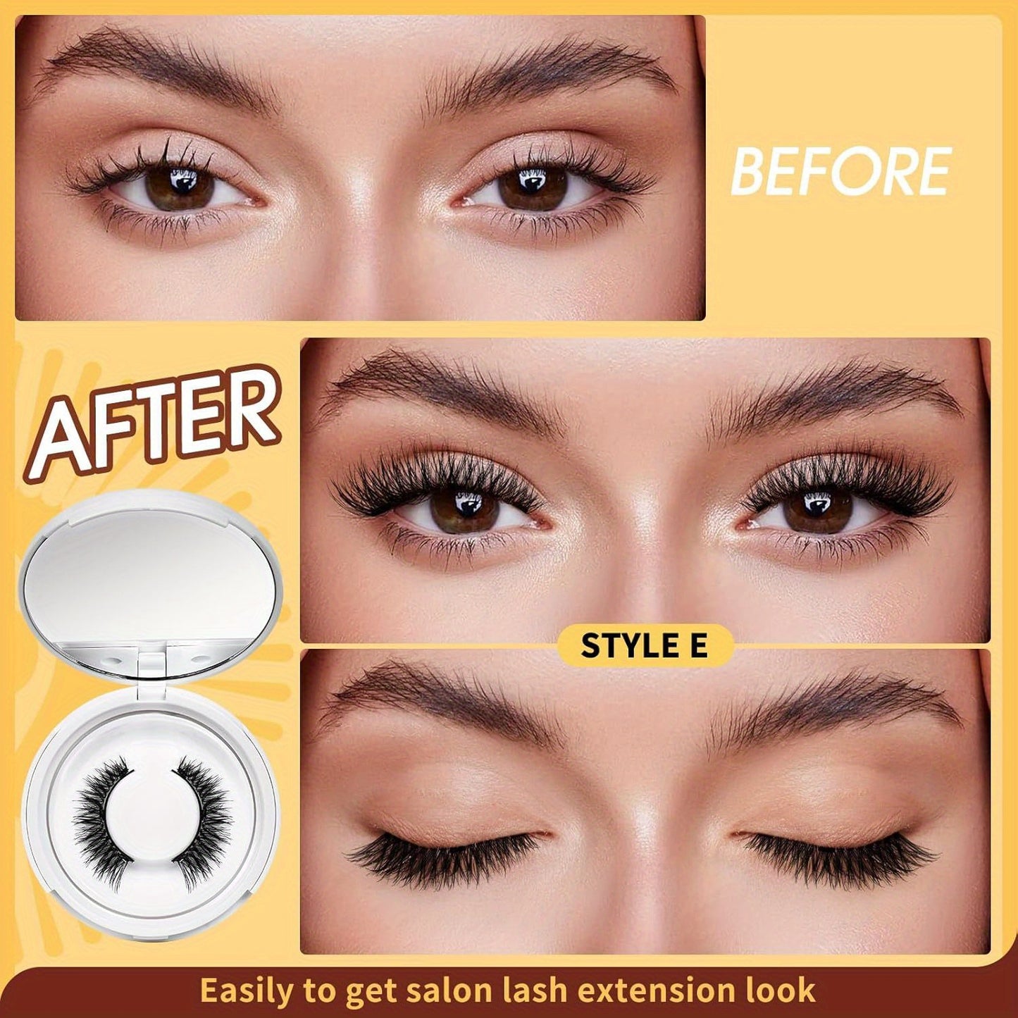 5 Pairs of Self-Adhesive Eyelashes in Various Styles - Natural Look, Wispy, Reusable Lightweight False Eyelashes, Pre-Glued, Beginner-Friendly.