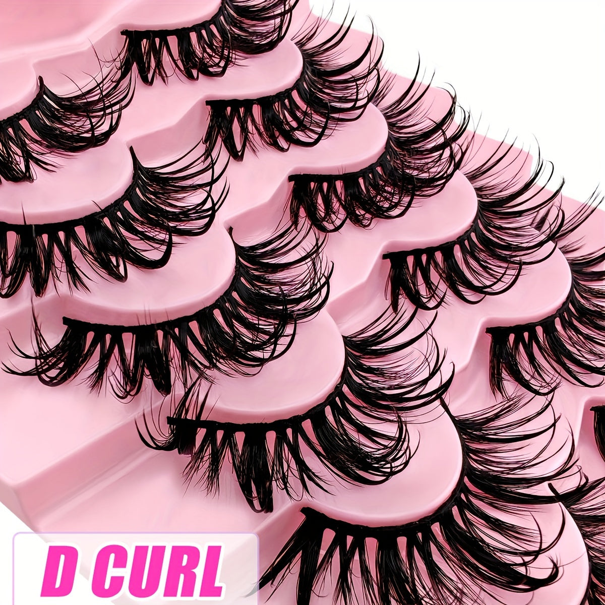 CURSAVELA 7 Pairs of D-Curl 19mm Manga Lashes - Thick & Wispy, Natural Slender Style for Cosplay & Anime Looks