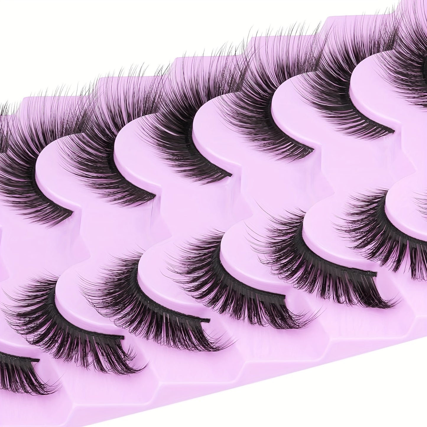 CURSAVELA 15mm Vivid Fox Eye Faux Mink Fluffy Cat Eye False Eyelashes, Long Curly Design, 7 Pairs Pack, Perfect for Halloween Makeup