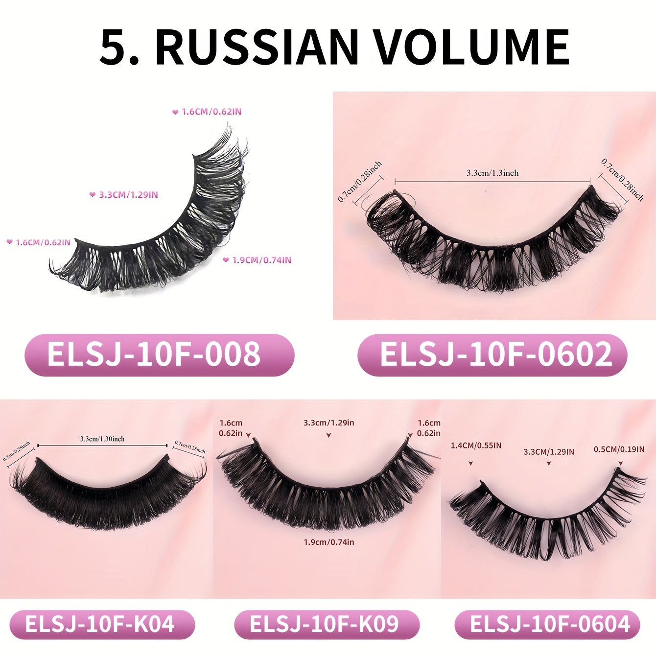 Classic Volume Eyelashes 10 Pairs 33mm 3D False Eyelashes, Russian Curls, Natural & Light, Perfect for Beginners, Party & Holiday