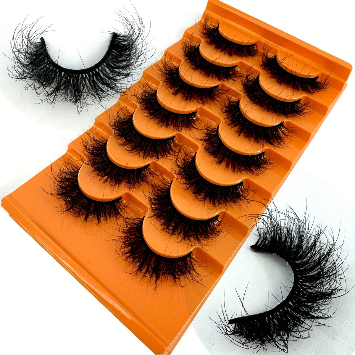 7 Pairs 3D False Lashes – Fluffy, Natural, Cat Eye, Cross Style – DIY Reusable Faux Lashes with Self-Adhesive – C/D/DD Curl, 10-18mm for Beginners