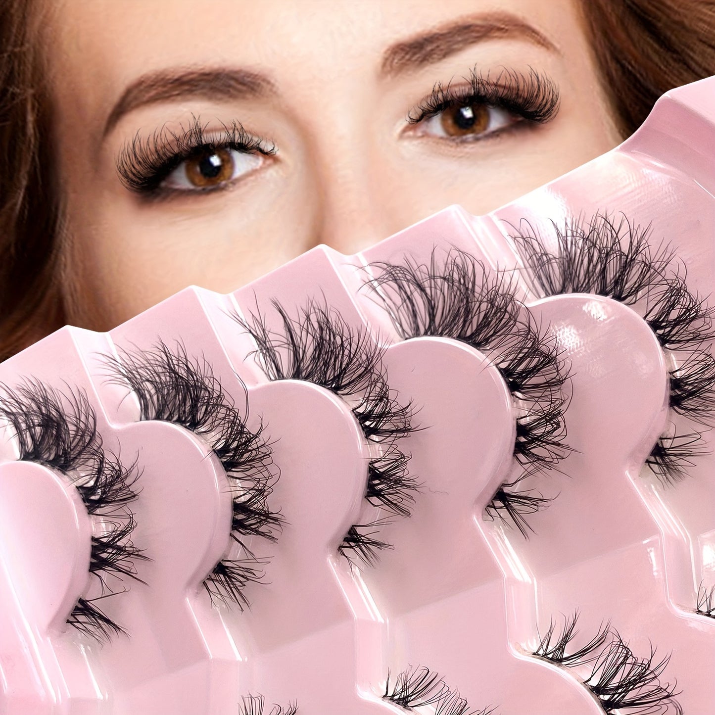 5 Pairs of 3D Fluffy Eyelashes with Clear Band - Reusable & Natural Look