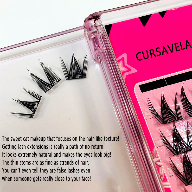 Comic Sweet Cat Single Cluster False Eyelashes: Natural & Dense, Get the Girl Group Look, Beginners Become Eyelash Pros in No Time!