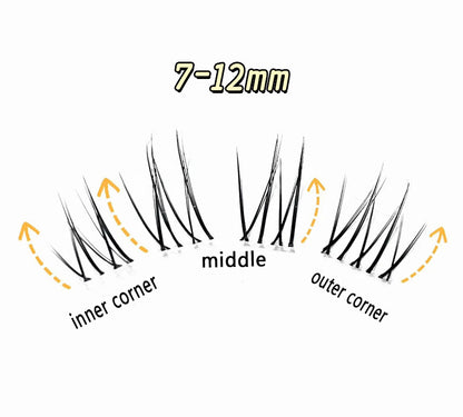 CURSAVELA Individual DIY lashes Rose Manor Glue-Free False Eyelashes | Clear Band, Individual Cluster Segments – Natural for Soft Makeup · Sleek for K-Pop Inspired Looks